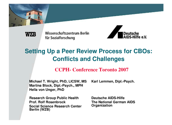 Vorschaubild Wright, Lemmen et al peer review process - CCPH-Conference - Toronto 2007