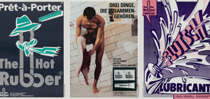 Drei Plakate mit Kondomwerbung: 