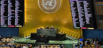 Blick in den Plenarsaal der Vereinten Nationen