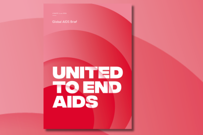 Cover des UNAIDS-Berichts von Juni 2026; Text: United to end AIDS